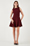 Cotton Regular Fit Crew Neck Button Detail A-Line Mini Evening Dress Dress 6525687 - 2