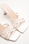 Women's Strappy Design Heeled Slippers Core Beige Patent Leather - 2
