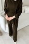 Women's Double Set with Tunic Waist and Stone Detailed Pants - Brown - 5