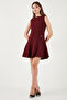 Cotton Regular Fit Crew Neck Button Detail A-Line Mini Evening Dress Dress 6525687