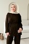 Women's Double Set with Tunic Waist and Stone Detailed Pants - Brown - 4