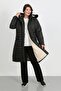 Women's Black Long Puffer Oversized Coat - 5