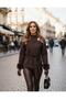 Fur-Detail Long Sleeve Stylish Women's Jacket with Belt and Brooch - 3