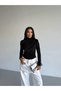 Turtleneck Drape Detail Sandy Fabric Blouse - 3