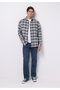 Regular Fit Shirt Neck Plaid Men's Blue Long Sleeve Shirt - 3