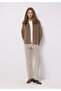 Regular Fit Shirt Neck Plain Women's Beige Long Sleeve Shirt - 3