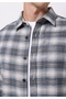 Regular Fit Shirt Neck Plaid Men's Blue Long Sleeve Shirt - 4