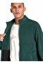 Tb0A6Hm33171-Full Zip Polar Fleece Green Zippered Collar Regular Fit Plain Men's Fleece Sweatshirt - 4