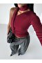 Women's One-Shoulder Detailed Scarf Sandy Fabric Blouse - 3