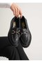 GENUINE LEATHER NAVY CROCODILE-PRINT SPECIAL PRODUCTION BUCKLED WOMEN'S LOAFERS - 3