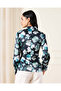 Women Blue Printed Satin Wrap Detailed Shirt - 3