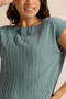 Women Blue Pleated Blouse - 4