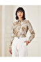 Women Beige Button Front Blouse