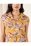 Women Orange Printed Drop Shoulder Button Down Shirt - 4