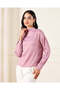 Women Purple Detailed Long Sleeve Satin Blouse