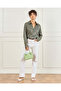 Women Olive Button Down Jacquard Blouse - 2