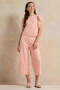 Senior Girls Pink Jacquard Ruffled Sleeve Top - 6