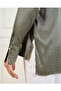 Women Olive Button Down Jacquard Blouse - 5