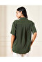 Women Olive Drop Shoulder Over Size Shirt - 3