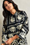 Women Black And White Satin Printed Blouse - 4