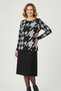 Women's Plus Size Stretch Fabric Crew Neck Crow Feet Pattern Soft Sweater Mom Blouse