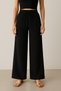 Women's Black Color Muslin Elastic Waist Drawstring Flowy High Waist Comfortable Fit Palazzo Pants - 4