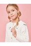 Girls Ivory Floral Button Front Cable Knit Cardigan - 4
