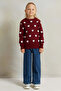Girls Burgundy Long Sleeve Printed Pullover - 2