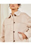 Women Beige Suede Fur Jacket - 4