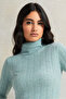 Women Blue Textured High Neck Sweater - 4
