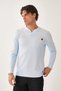 V-Neck Slit Detailed Long Sleeve T-Shirt