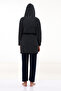Navy Blue Polka Dot Pattern Hooded Velvet Dressing Gown Suitable for Breastfeeding Pregnant and Postpartum Pajama Set - 2