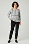 Women's Plus Size Lycra Crew Neck Mix Pattern Soft Sweater Mother Blouse