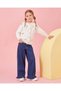 Girls Ivory Floral Button Front Cable Knit Cardigan - 2