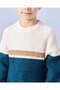Boys Blue And Cream Colour Block Jumper - 4