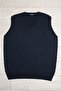 V-Neck Oversize (Large Size) Wool Sleeveless Knitwear Sweater - 3