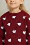 Girls Burgundy Long Sleeve Printed Pullover - 4