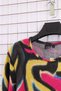 Women's Plus Size Stretch Fabric Crew Neck Colorful Mix Patterned Soft Sweater Mom Blouse - 6
