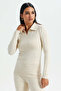 Women Beige Collared Pullover