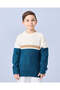 Boys Blue And Cream Colour Block Jumper