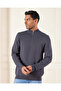Men Grey Half Zip Pullover