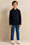 Boys Navy Solid Sweater - 2