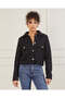 Women Black Jacquard Tweed Button Jacket