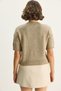 Women's Dark Beige Floral Motif Embossed Embroidery Detailed Short Sleeve Knitwear Sweater Tk251110 60283596 - 7