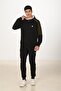 Men's Cotton Full Zip Hooded Tracksuit Set Black 5282-S - 2