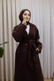 Women's Jacket Collar Double-Breasted Belted Cashmere Coat Premium - Brown - 3