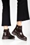 Women's Buckled Cold-Proof Shiny Brown Winter Boots - 4