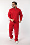 Yandan Striped Cotton Ov Oversized Alip Half Zipper Tracksuit Set