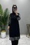 Paye and Sequin Black Tunic Pants Set Scuba Crepe Fabric - 2
