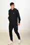 Men's Cotton Full Zip Hooded Tracksuit Set Navy Blue 5282-L